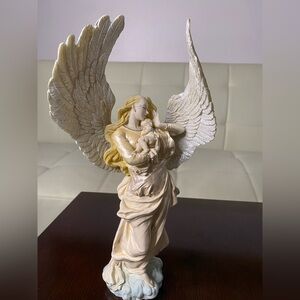 Seraphim Angel Statue Holding Baby Jesus with Amazing Wings 12" Height